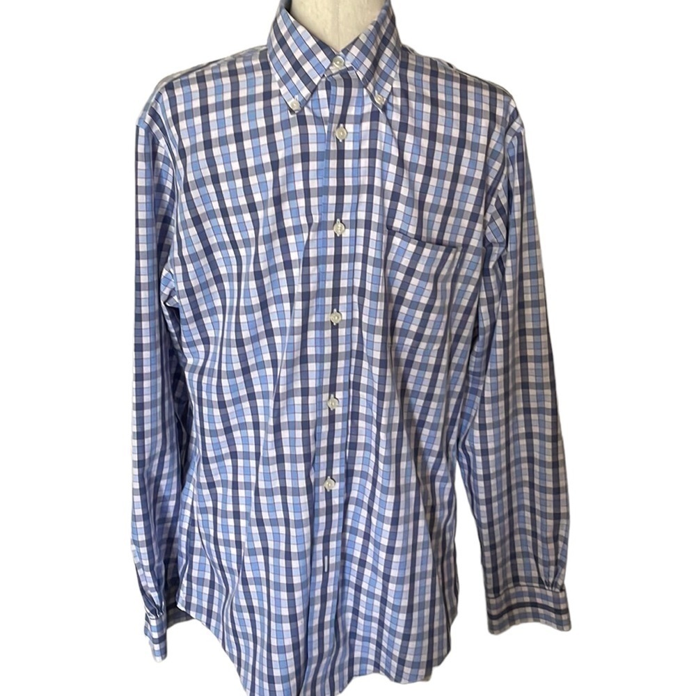 Brooks Brothers Regent Button Down Non-Iron Casual Shirt Blue Check M